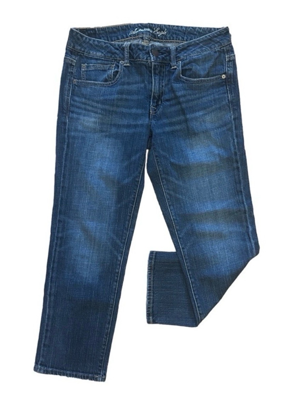 AMERICAN EAGLE Low Rise Boyfriend Straight Leg Ankle Jeans Size 6 Denim